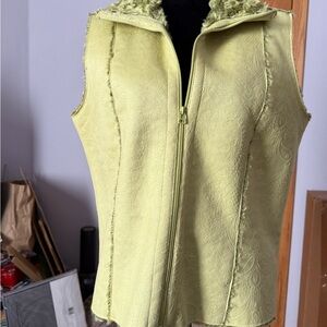 Faux suede light green zip up vest
